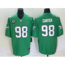 Men's Philadelphia Eagles #98 Jalen Carter Green C 2023 Vapor Limited Throwback Stitched Jersey