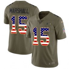 Men's Nike Seattle Seahawks #15 Brandon Marshall Limited Olive USA Flag 2017 Salute to Service NFL Jersey