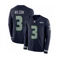 Men's Nike Seattle Seahawks #3 Russell Wilson Limited Navy Blue Therma Long Sleeve NFL Jersey