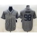 Men's Las Vegas Raiders #98 Maxx Crosby Gray With Patch Cool Base Stitched Baseball Jersey