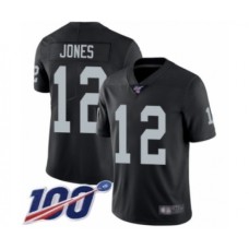 Men's Oakland Raiders #12 Zay Jones Black Team Color Vapor Untouchable Limited Player 100th Season Football Stitched Jersey