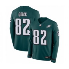 Men's Nike Philadelphia Eagles #82 Mike Quick Limited Green Therma Long Sleeve NFL Jersey