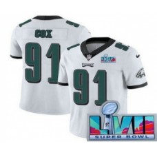 Men's Philadelphia Eagles #91 Fletcher Cox Limited White Super Bowl LVII Vapor Stitched Jersey