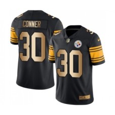 Men's Pittsburgh Steelers #30 James Conner Limited Black Gold Rush Vapor Untouchable Football Jersey