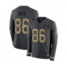 Men's Nike Philadelphia Eagles #86 Zach Ertz Limited Black Salute to Service Therma Long Sleeve NFL Jersey