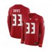 Men's Nike Tampa Bay Buccaneers #33 Carlton Davis Limited Red Therma Long Sleeve NFL Jersey