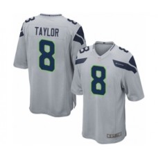 Men's Seattle Seahawks #8 Jamar Taylor Game Grey Alternate Football Jersey