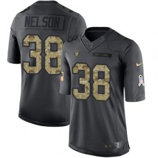 Men's Nike Oakland Raiders #38 Nick Nelson Limited Black 2016 Salute to Service NFL Jersey