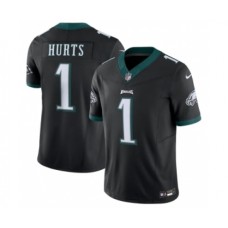 Men's Philadelphia Eagles #1 Jalen Hurts Black 2023 F.U.S.E. Vapor Untouchable Limited Stitched Football Jersey