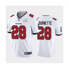 Men's Tampa Bay Buccaneers #28 Leonard Fournette White Super Bowl LV Stitched Jersey