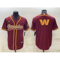 Men's Washington Commanders Burgundy Team Big Logo With Patch Cool Base Stitched Baseball Jersey