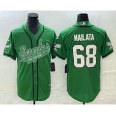 Men's Nike Philadelphia Eagles #68 Jordan Mailata Green Cool Base Stitched Baseball Jersey