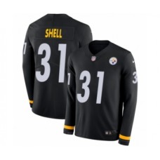 Men's Nike Pittsburgh Steelers #31 Donnie Shell Limited Black Therma Long Sleeve NFL Jersey