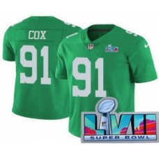 Men's Philadelphia Eagles #91 Fletcher Cox Limited Green Rush Super Bowl LVII Vapor Stitched Jersey