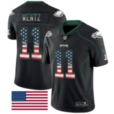 Men's Nike Philadelphia Eagles #11 Carson Wentz Limited Black Rush USA Flag NFL Jersey