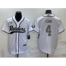 Men's Las Vegas Raiders #4 Derek Carr White Grey Stitched MLB Cool Base Nike Baseball Jersey