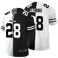 Men's Oakland Raiders #28 Josh Jacobs Black White Limited Split Fashion Football Stitched Jersey