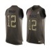 Men's Tampa Bay Buccaneers #12 Tom Brady Green Limited Salute To Service Tank Top Stitched Jersey