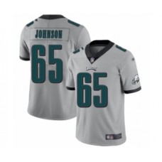 Men's Philadelphia Eagles #65 Lane Johnson Limited Silver Inverted Legend Football Jersey