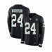 Men's Nike Oakland Raiders #24 Charles Woodson Limited Black Therma Long Sleeve NFL Jersey