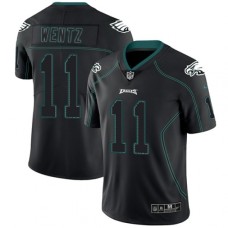 Men's Nike Philadelphia Eagles #11 Carson Wentz Limited Lights Out Black Rush NFL Jersey