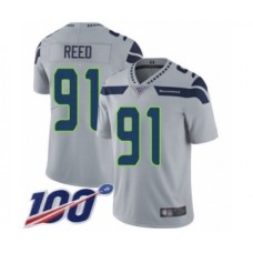 Men's Seattle Seahawks #91 Jarran Reed Grey Alternate Vapor Untouchable Limited Player 100th Season Football Stitched Jersey