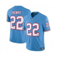 Men's Nike Tennessee Titans #22 Derrick Henry Light Blue 2023 F.U.S.E. Vapor Limited Throwback Stitched Football Jersey