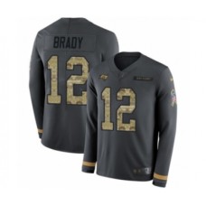 Men's Tampa Bay Buccaneers #12 Tom Brady Limited Black Salute to Service Therma Long Sleeve Football Stitched Jersey