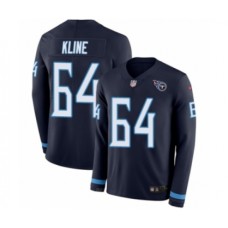 Men's Nike Tennessee Titans #64 Josh Kline Limited Navy Blue Therma Long Sleeve NFL Jersey