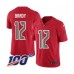 Men's Tampa Bay Buccaneers #12 Tom Brady Limited Red Rush Vapor Untouchable 100th Season Football Stitched Jersey