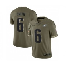 Men's Philadelphia Eagles #6 DeVonta Smith 2022 Olive Salute To Service Limited Stitched Jersey