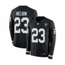 Men's Oakland Raiders #23 Nick Nelson Limited Black Therma Long Sleeve Football Jersey