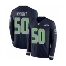 Men's Nike Seattle Seahawks #50 K.J. Wright Limited Navy Blue Therma Long Sleeve NFL Jersey