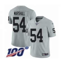 Men's Oakland Raiders #54 Brandon Marshall Limited Silver Inverted Legend 100th Season Football Jersey