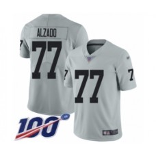 Men's Oakland Raiders #77 Lyle Alzado Limited Silver Inverted Legend 100th Season Football Jersey