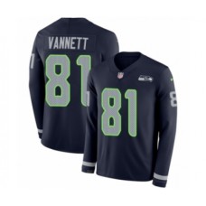 Men's Nike Seattle Seahawks #81 Nick Vannett Limited Navy Blue Therma Long Sleeve NFL Jersey