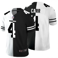 Men's Oakland Raiders #4 Derek Carr Black White Limited Split Fashion Football Stitched Jersey