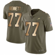 Men's Nike Philadelphia Eagles #77 Michael Bennett Limited Olive/Gold 2017 Salute to Service NFL Jersey