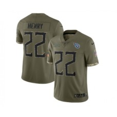 Men's Tennessee Titans #22 Derrick Henry 2022 Olive Salute To Service Limited Stitched Jersey