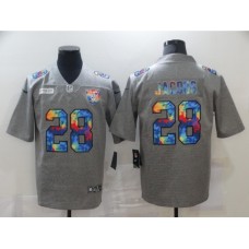 Men's Oakland Raiders #28 Josh Jacobs Gray Rainbow Version Nike Limited Stitched Jersey