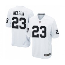 Men's Oakland Raiders #23 Nick Nelson Game White Football Jersey