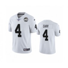 Men's Oakland Raiders #4 Derek Carr White 60th Anniversary Vapor Untouchable Limited Player 100th Season Football Jersey