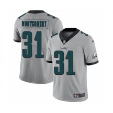 Men's Philadelphia Eagles #31 Wilbert Montgomery Limited Silver Inverted Legend Football Jersey