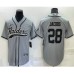 Men's Las Vegas Raiders #28 Josh Jacobs Grey Stitched MLB Cool Base Nike Baseball Jersey