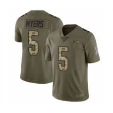 Men's Seattle Seahawks #5 Jason Myers Limited Olive Camo 2017 Salute to Service Football Jersey