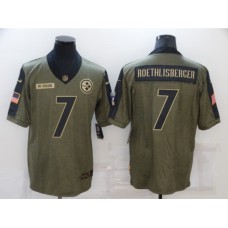 Men's Pittsburgh Steelers #7 Ben Roethlisberger Nike Olive 2021 Salute To Service Limited Player Stitched Jersey