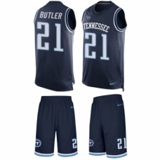 Men's Nike Tennessee Titans #21 Malcolm Butler Limited Navy Blue Tank Top Suit NFL Jersey