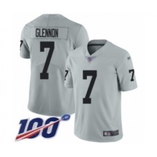 Men's Oakland Raiders #7 Mike Glennon Limited Silver Inverted Legend 100th Season Football Jersey