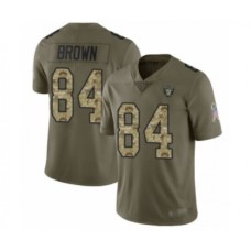 Men's Oakland Raiders #84 Antonio Brown Limited Olive Camo 2017 Salute to Service Football Jersey