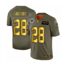 Men's Oakland Raiders #28 Josh Jacobs Limited Olive Gold 2019 Salute to Service Football Stitched Jersey